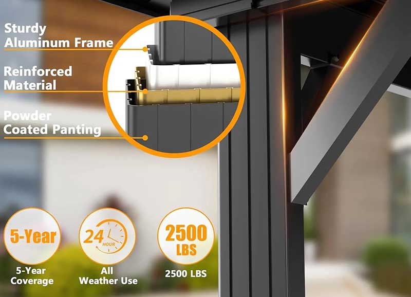 double roof metal gazebo with galvanized steel structure for porch