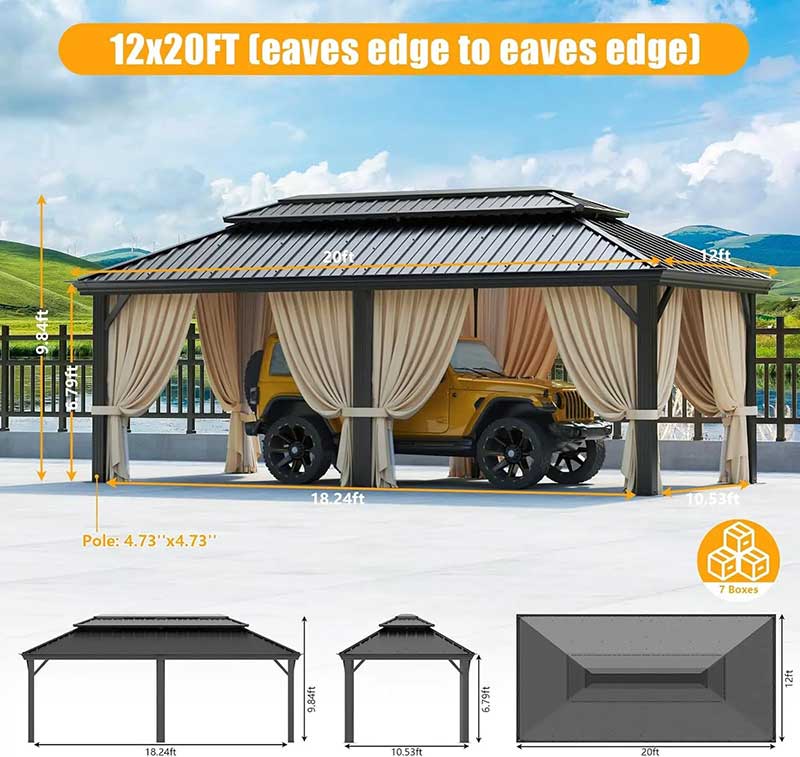 large 12x20 metal gazebo